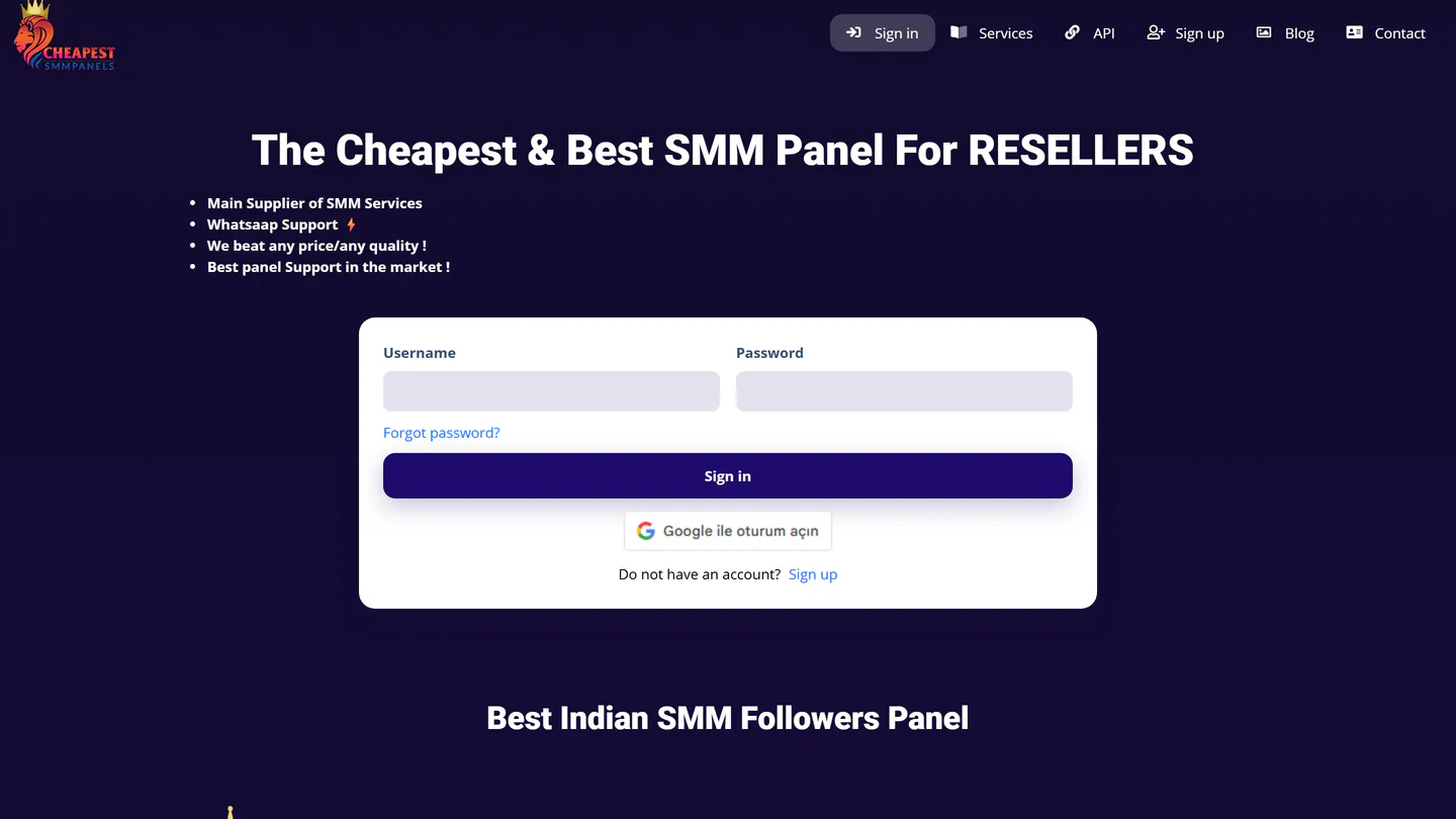 الصفحة الرئيسية لـCheapestSMMPanels على cheapestsmmpanels.com، كما التقطناها في 11 سبتمبر 2026