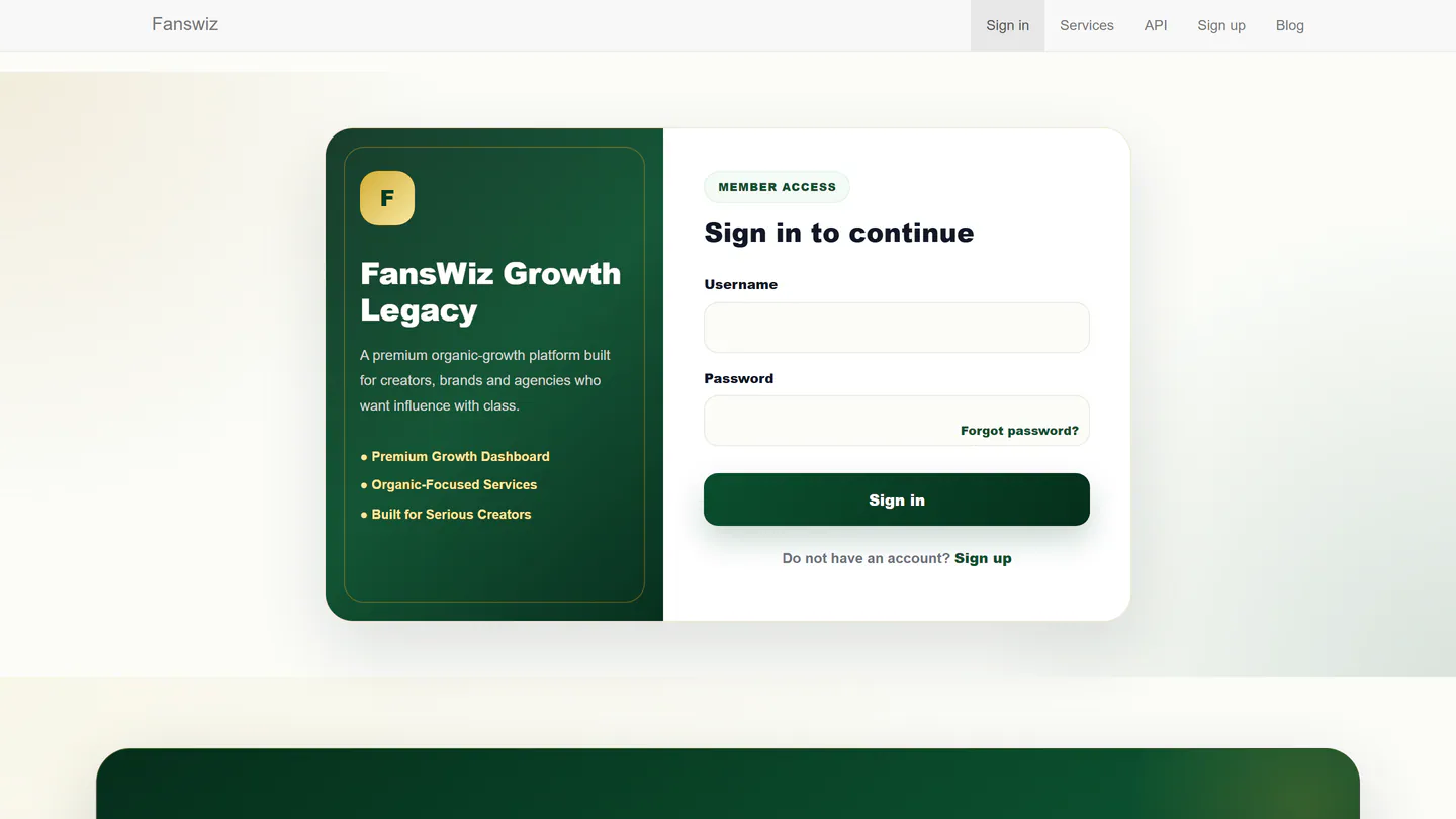 الصفحة الرئيسية لـFansWiz على fanswiz.com، كما التقطناها في 11 سبتمبر 2026