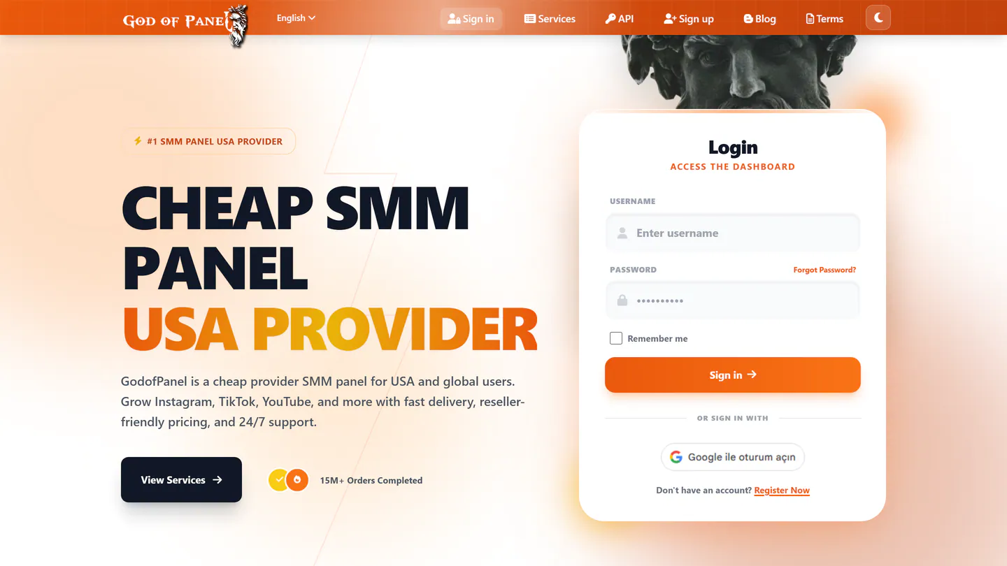 Главная страница GodOfPanel на godofpanel.com, снимок от 11 сент. 2026 г.