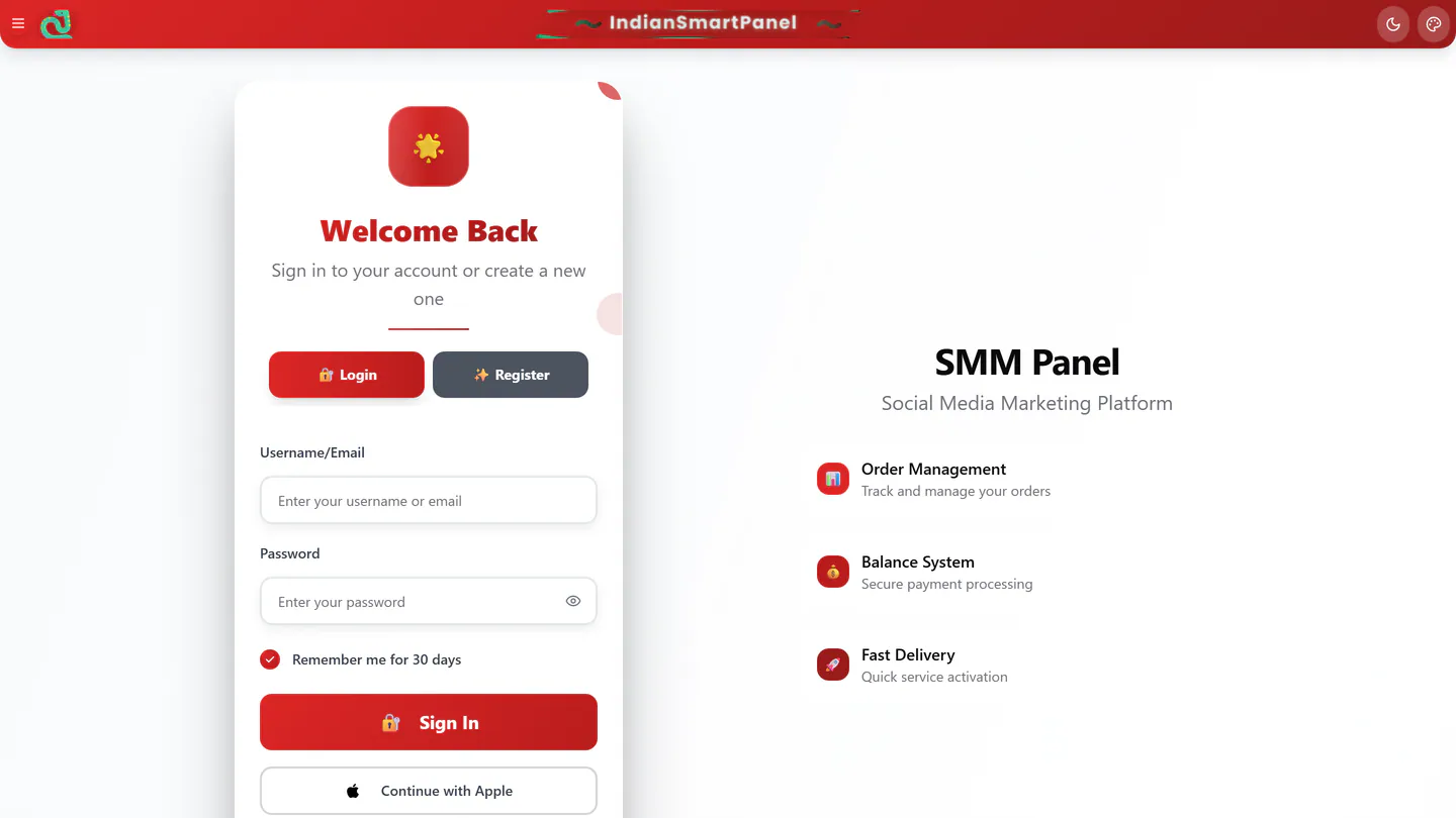 Главная страница IndianSmartPanel на indiansmartpanel.com, снимок от 11 сент. 2026 г.