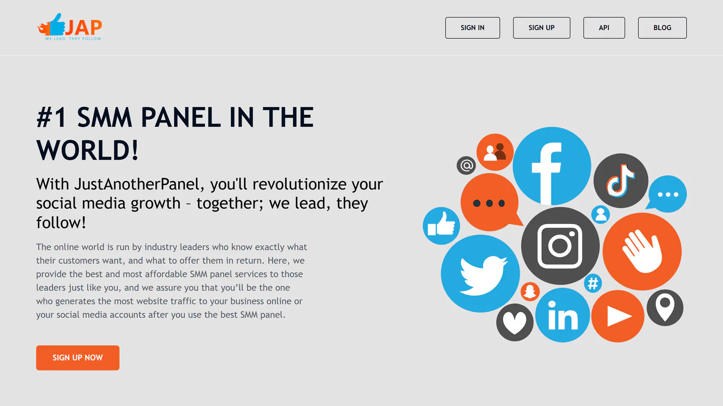 Beranda JustAnotherPanel di justanotherpanel.com, seperti yang tertangkap pada 11 Sep 2026