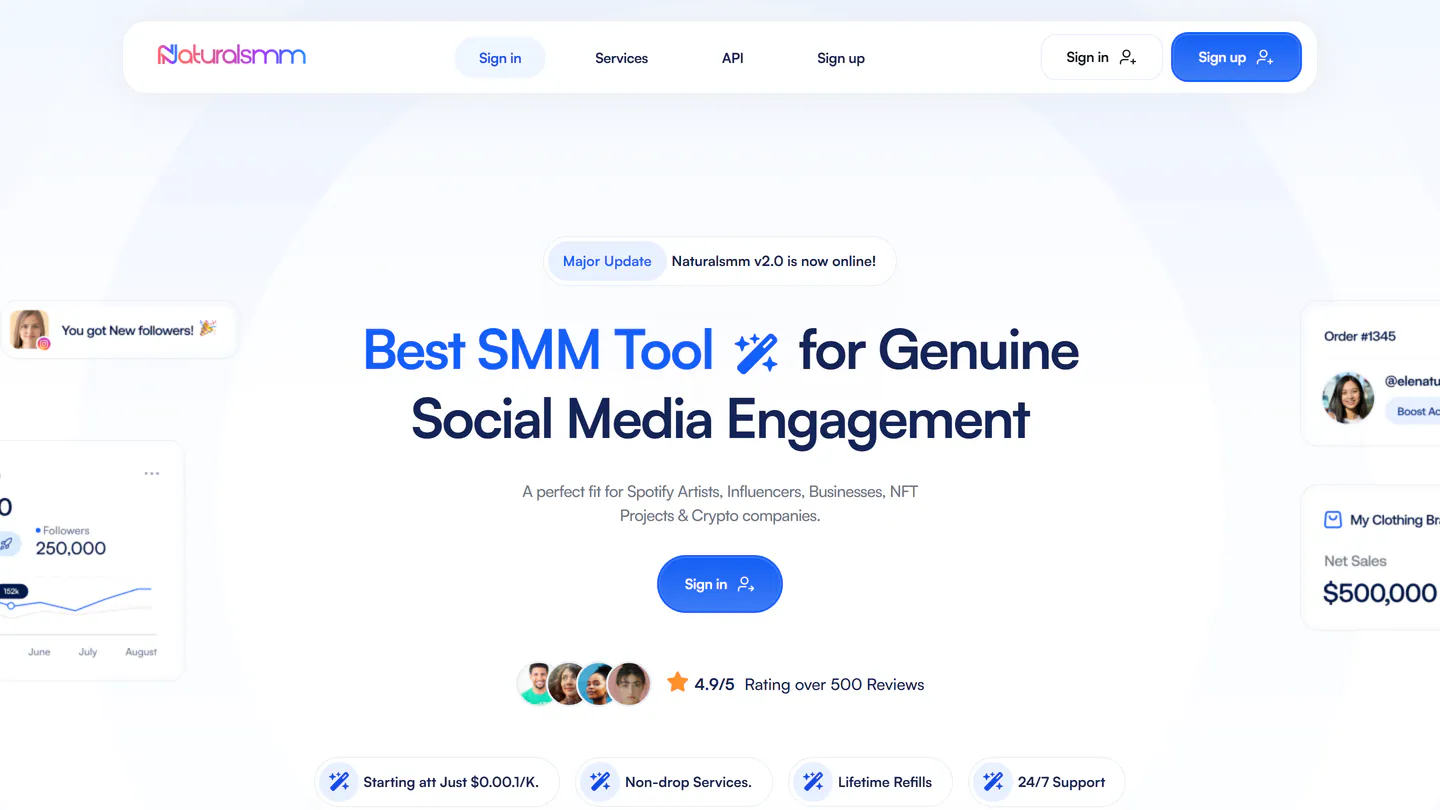 naturalsmm.com पर NaturalSMM का होम पेज, 11 सित॰ 2026 को कैप्चर किया गया