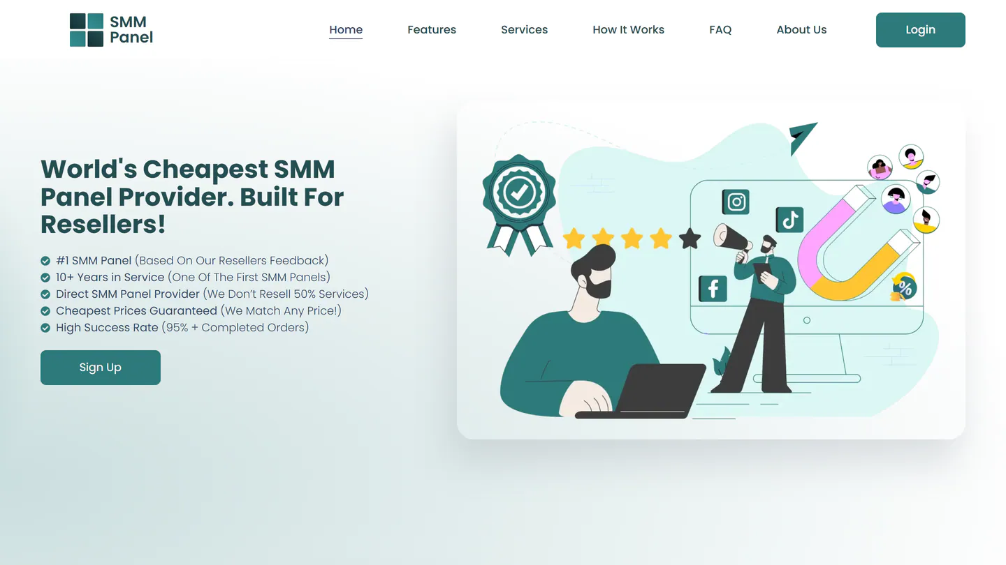 Главная страница SMM-Panel.com на smm-panel.com, снимок от 11 сент. 2026 г.