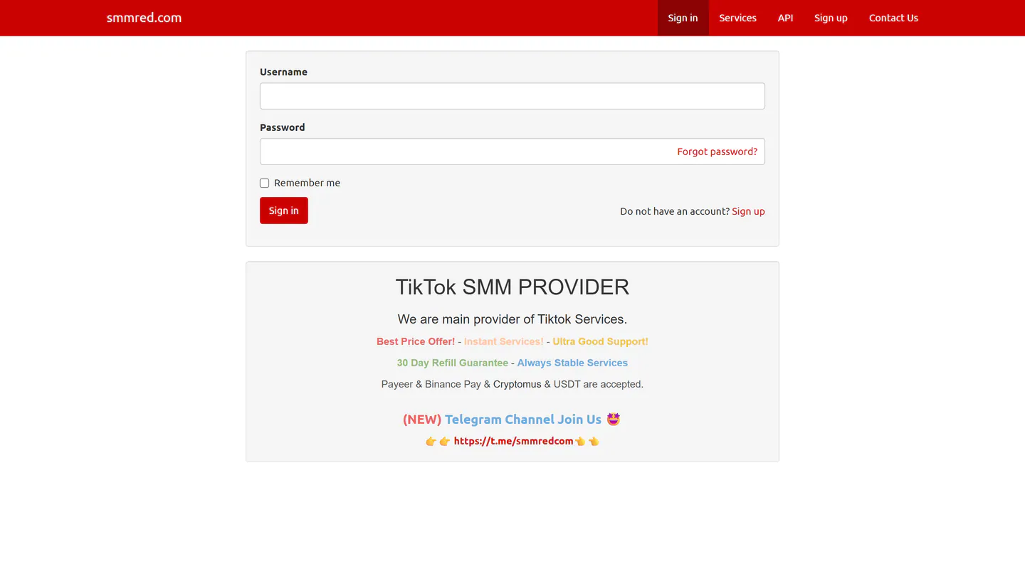 smmred.com adresindeki SMM RED ana sayfası, 11 Eyl 2026 tarihinde alınan görüntü