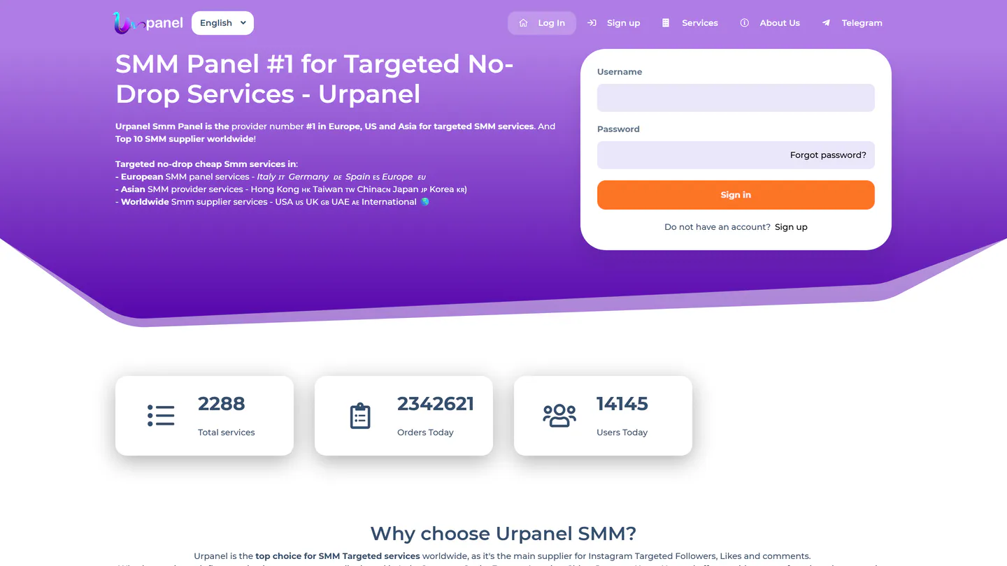 Die Startseite von Urpanel unter urpanel.com, aufgenommen am 11. Sept. 2026